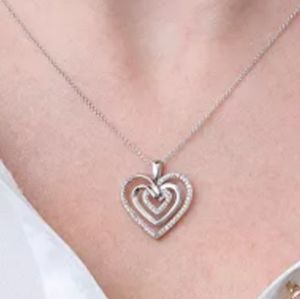 Diamond Multi-Heart 18" Pendant Necklace (1/10 ct. t.w.) Sterling Silver.